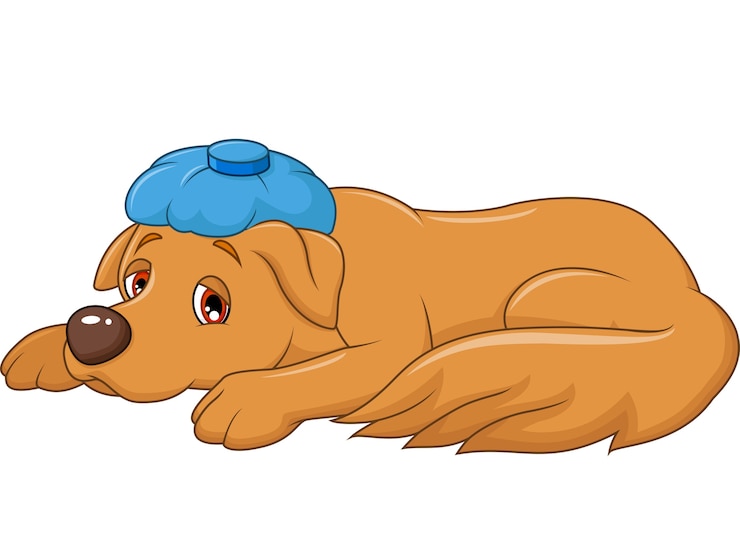 Vetor cão doente dos desenhos animados