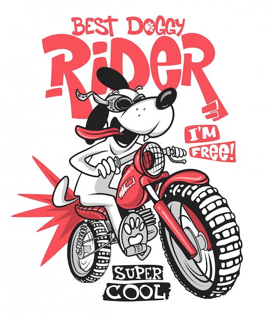 Cão dos desenhos animados que monta uma motocicleta camiseta