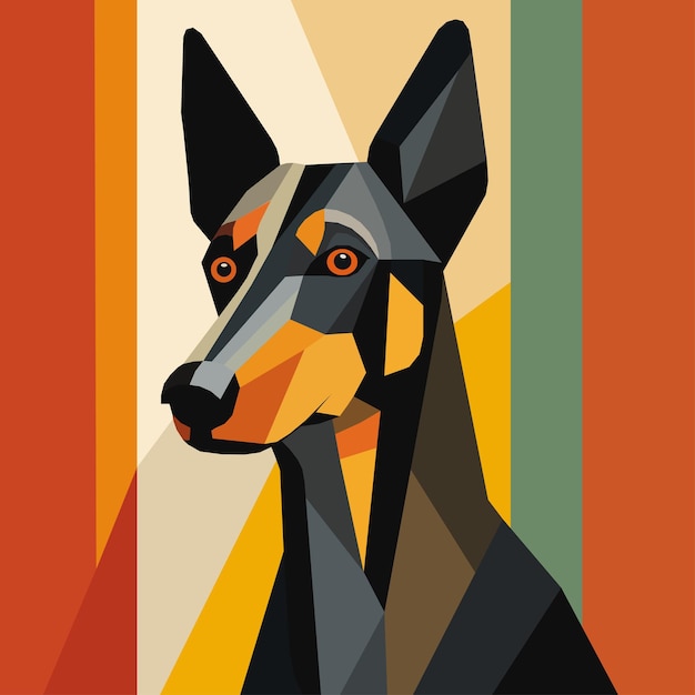 Cão em estilo geométrico com fundo abstrato