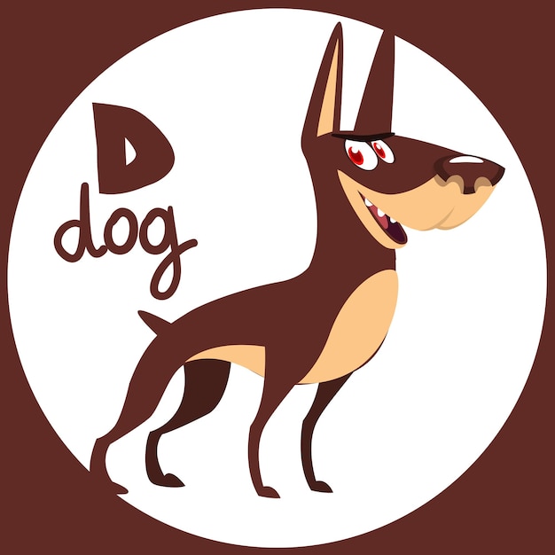 Cão engraçado bonito dos desenhos animados Ilustração em vetor