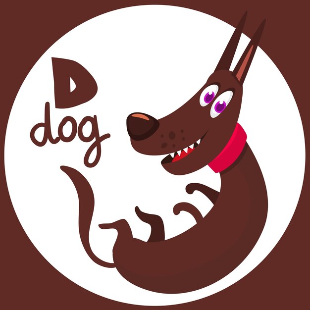 Cão engraçado bonito dos desenhos animados Ilustração em vetor