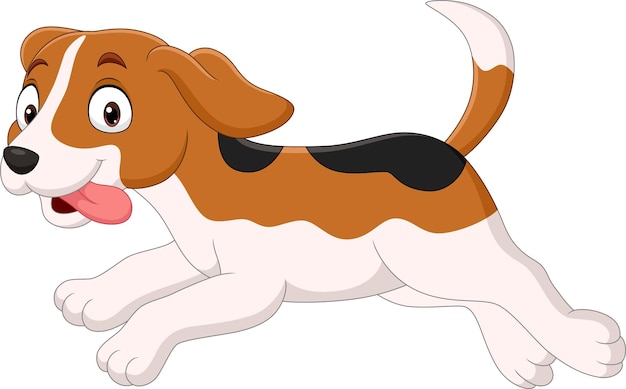 Vetor cão engraçado de desenho animado correndo isolado no fundo branco