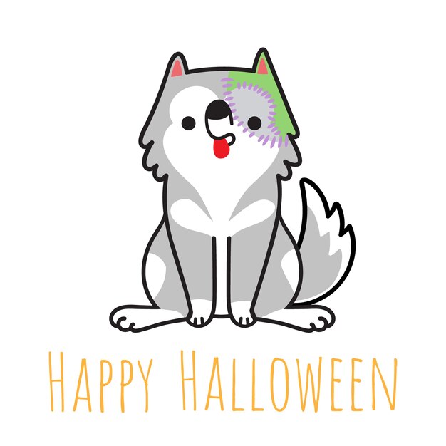 Cão feliz de halloween no dia das bruxas trajado.