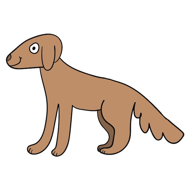 Cão linear do doodle dos desenhos animados isolado no fundo branco