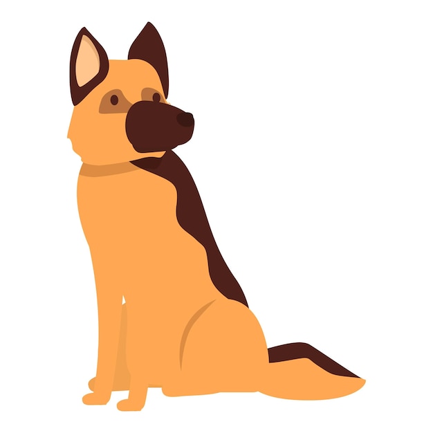 Cão pastor alemão sentado olhando para cima isolado em ilustração de fundo branco