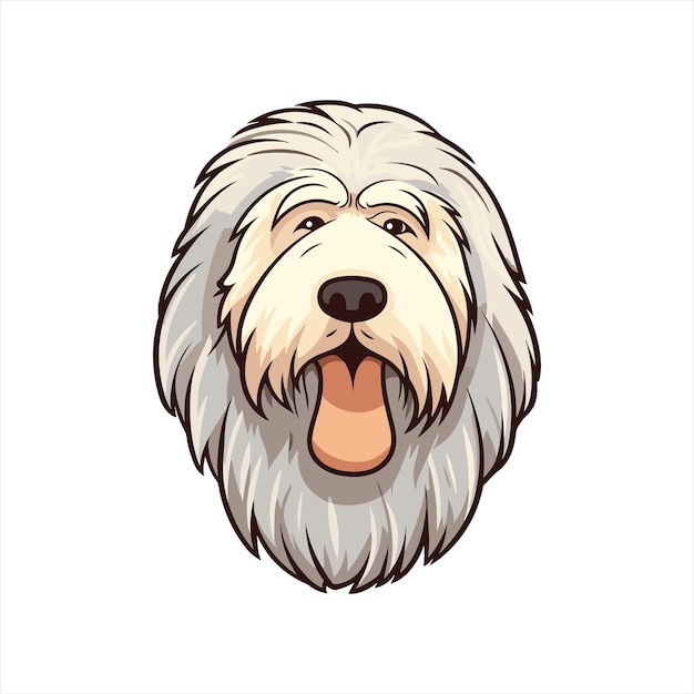 Cão pastor inglês antigo raça de desenho animado kawaii personagem