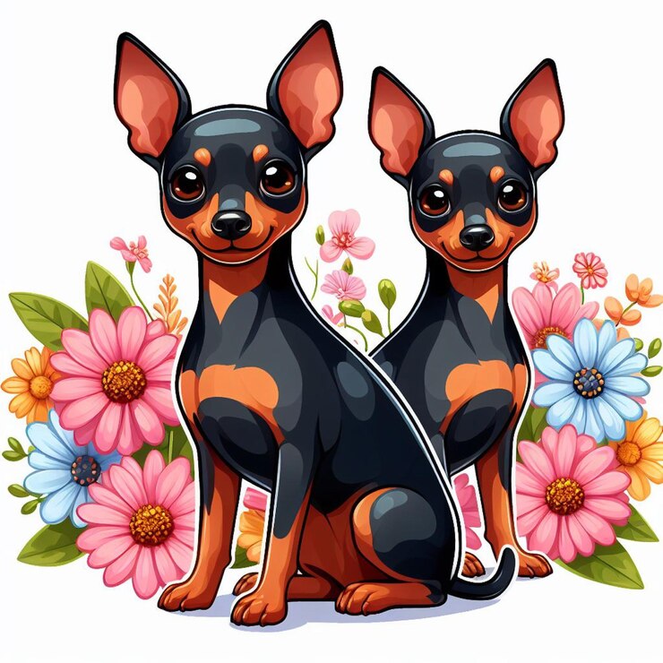 Vetor cão pinscher em miniatura vector ilustração de desenho animado