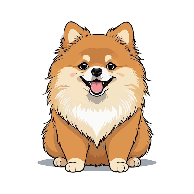 Vetor cão pomeraniano bonito em fundo branco ilustração vetorial