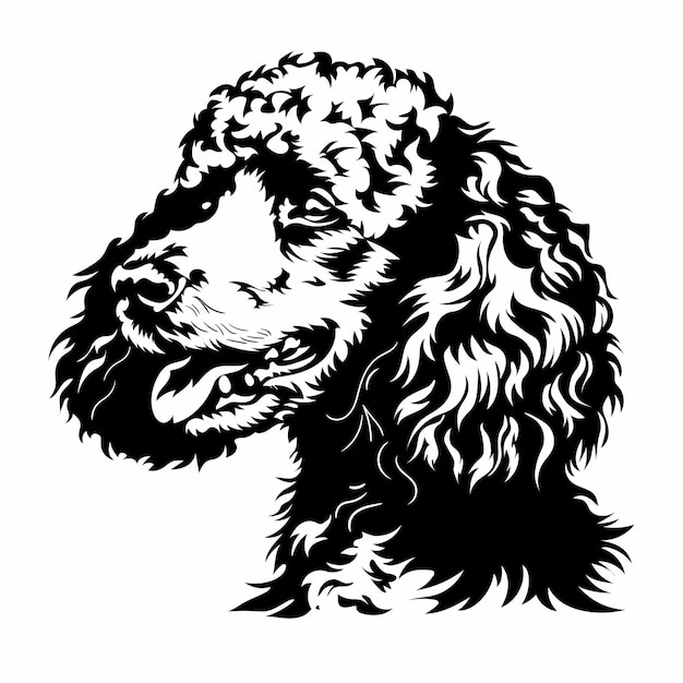 Vetor cão poodle vetor de estoque preto e branco