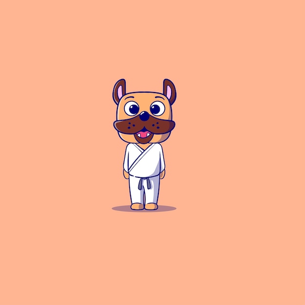 Cão pug fofo desenho animado ícone vetorial ilustração natureza animal ícone conceito isolado premium usando kimono