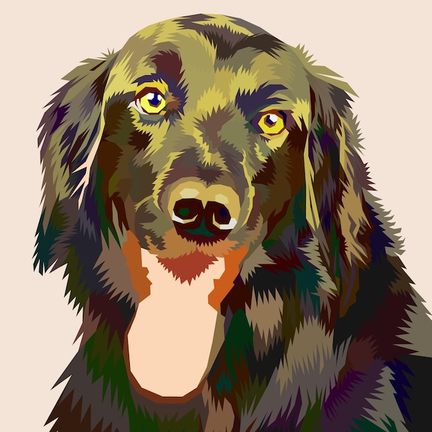 Vetor cão retriever dourado colorido na ilustração em vetor estilo pop art