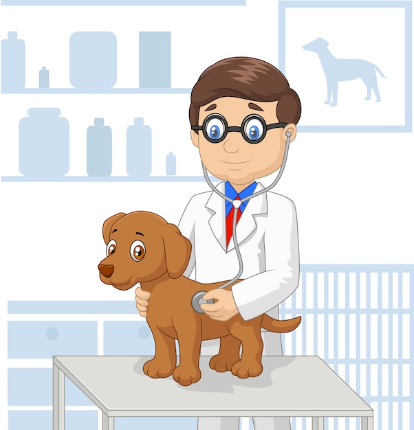 Cão veterinário de desenhos animados