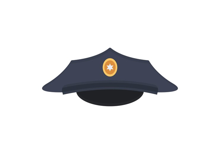 Vetor cap de pico da polícia com ilustração vetorial de cocar isolada no fundo branco