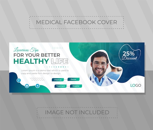 Capa da linha do tempo do facebook de saúde médica moderna ou folheto de mídia social e design de postagem