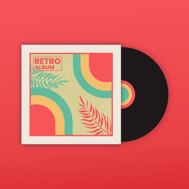 Capa de álbum vetorial com um fundo colorido com álbum de design retrô