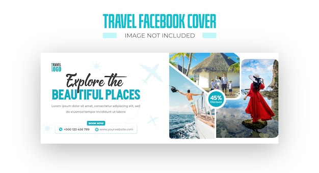 Vetor capa de facebook de agência de viagens de férias ou tour de mídia social design de linha do tempo do facebook de férias
