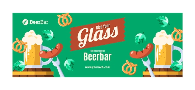 Vetor capa de facebook de bar de cerveja de design plano