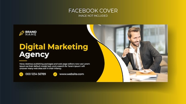 Capa de facebook de marketing digital e modelo de banner da web