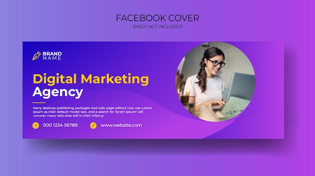 Capa de facebook de marketing digital e modelo de banner da web