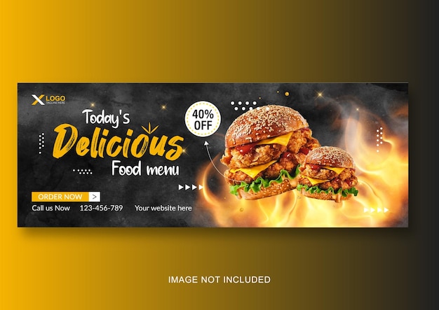 Vetor capa de facebook deliciosa asiática de hambúrguer e menu de comida e modelo de banner da web