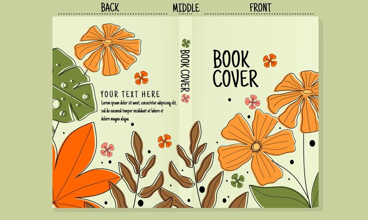 Vetor capa de livro com elementos florais amarelos