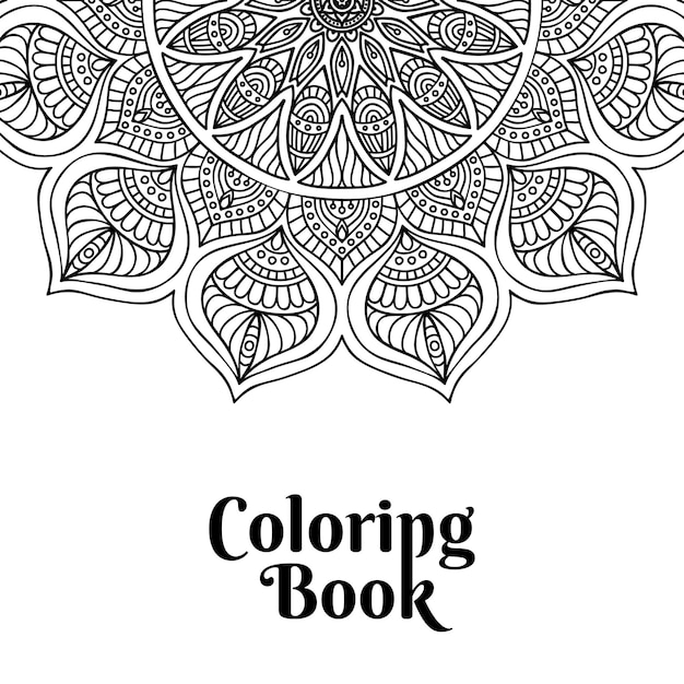 Vetor capa de livro para colorir mandala
