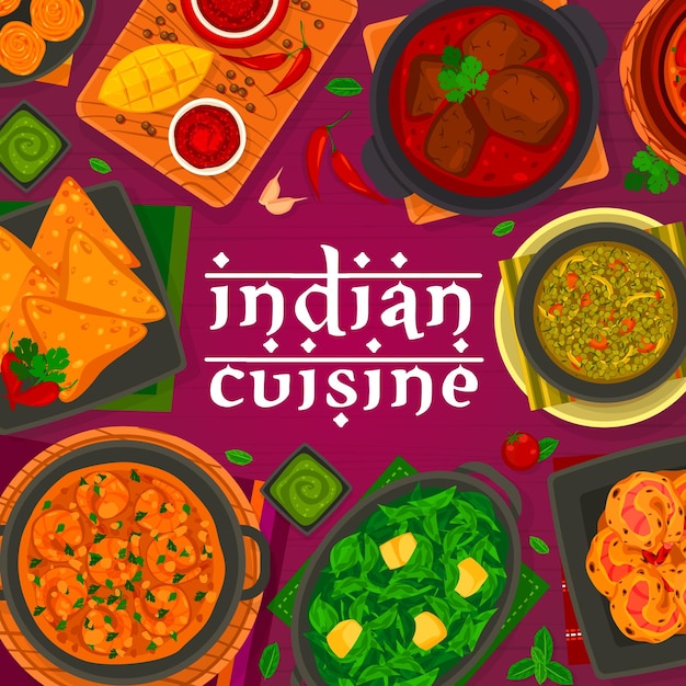 Capa de menu de cozinha indiana vetor Refeições da Índia