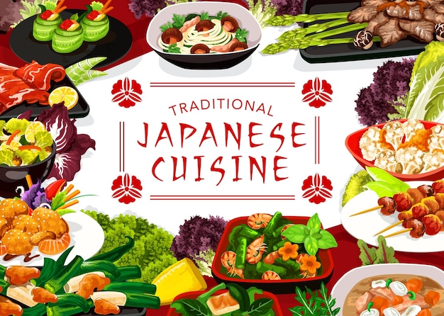 Capa de menu de pratos de culinária japonesa