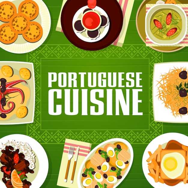 Vetor capa de menu de restaurante de cozinha portuguesa