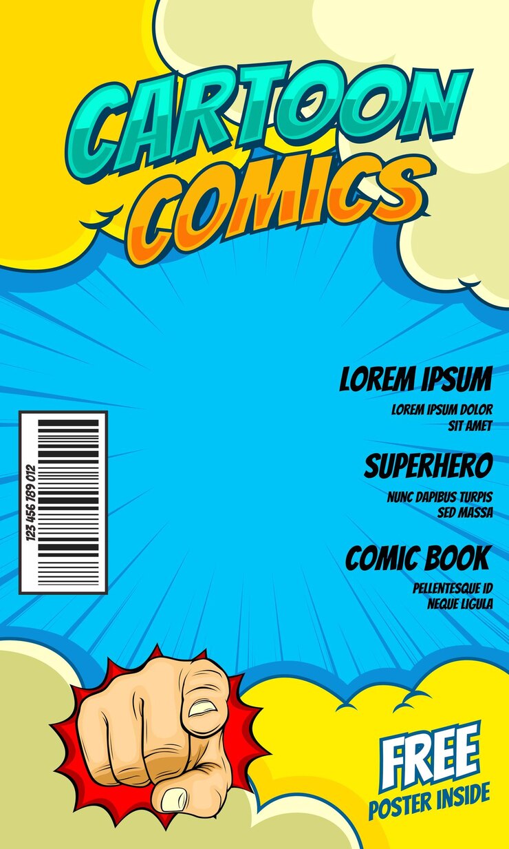 Vetor capa de quadrinhos desenho animado de estilo ilustração vetorial