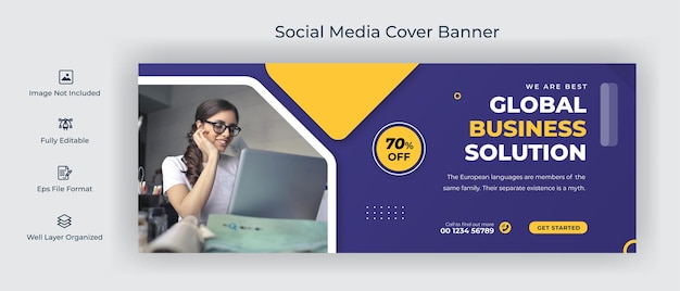 Capa do facebook de marketing digital e banner da web