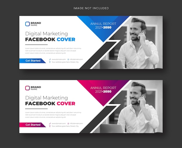 Capa do facebook de marketing digital e modelo de banner da web