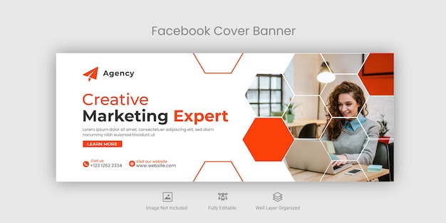 Vetor capa do facebook de marketing digital e modelo de banner da web