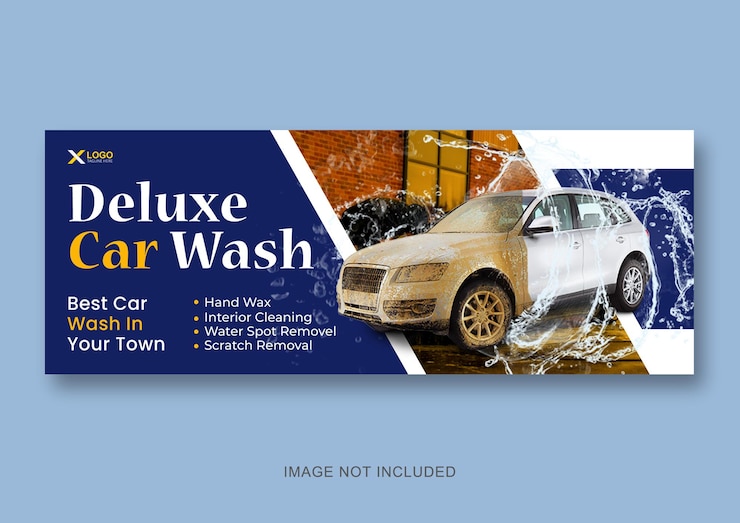 Vetor capa do facebook de mídia social para lavagem de carros e modelo de design de banner da web de serviço de lavagem de carros