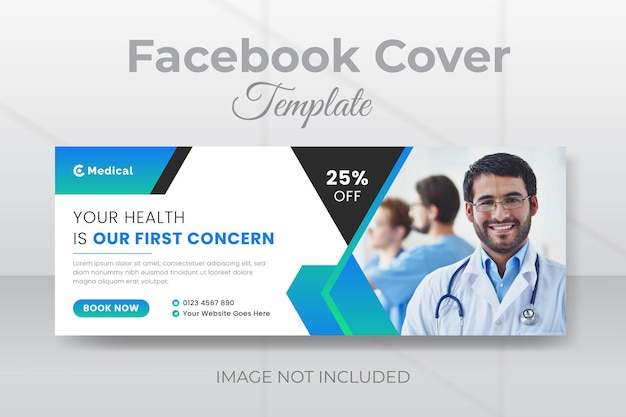 Capa do facebook de saúde médica ou design de banner da web com forma geométrica