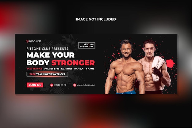 Vetor capa do facebook de treinamento de ginásio de fitness e modelo de banner da web premium vector