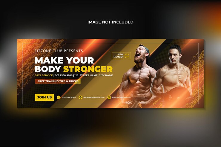 Capa do Facebook de treinamento de ginásio de fitness e modelo de banner da web Premium Vector