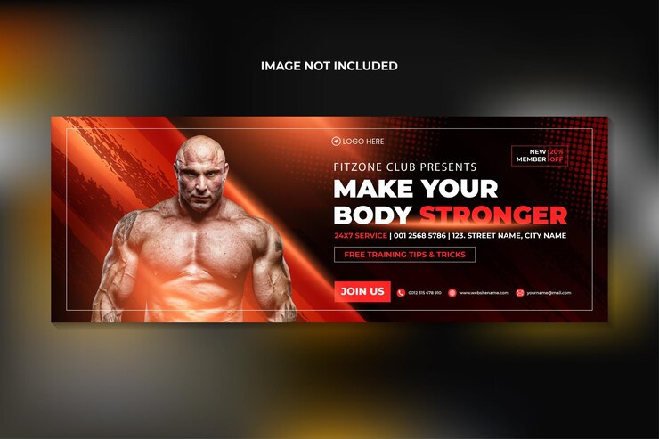 Capa do Facebook de treinamento de ginásio de fitness e modelo de banner da web Premium Vector