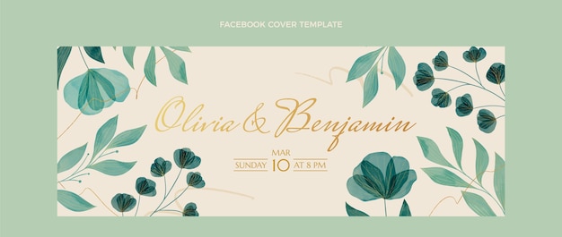 Capa do facebook do casamento floral em aquarela