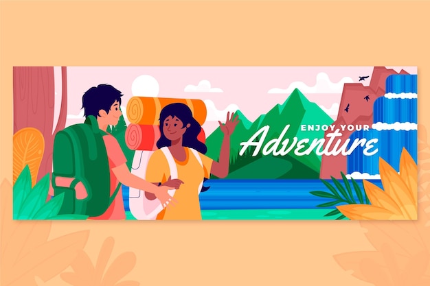 Vetor capa do facebook do flat adventure