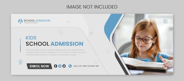 Capa do facebook e modelo de banner da web para admissão na escola
