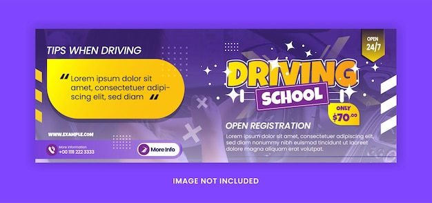 Capa do facebook para escola de condução ou modelo de folheto para layout de mídia social