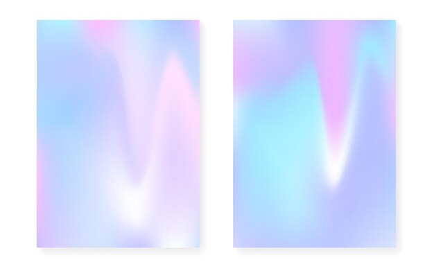 Capa holográfica com fundo gradiente de holograma. Estilo retro dos anos 90, 80. Modelo gráfico iridescente para folheto, banner, papel de parede, tela do celular. Capa holográfica mínima na moda.