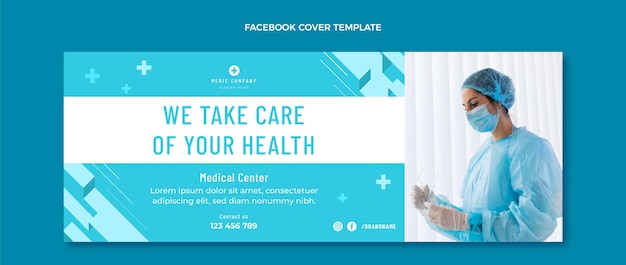 Vetor capa médica para facebook de design plano