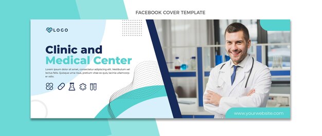 Capa médica para facebook de design plano