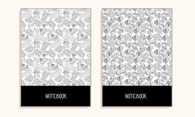 Capa para notebook ou qualquer documento com design doce no estilo doodle. ilustração vetorial.