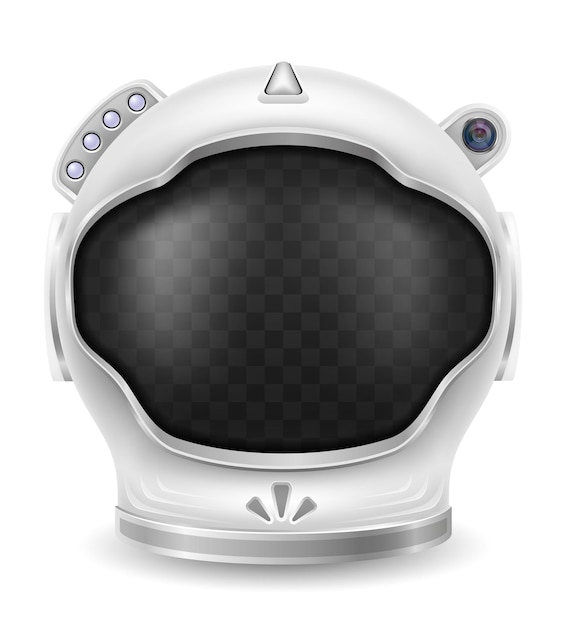 Capacete de astronauta espacial para ilustração vetorial de voo de nave espacial