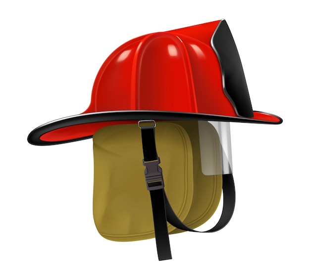 Vetor capacete de bombeiro ou chapéu de bombeiro isolado em fundo branco vetor 3d realista