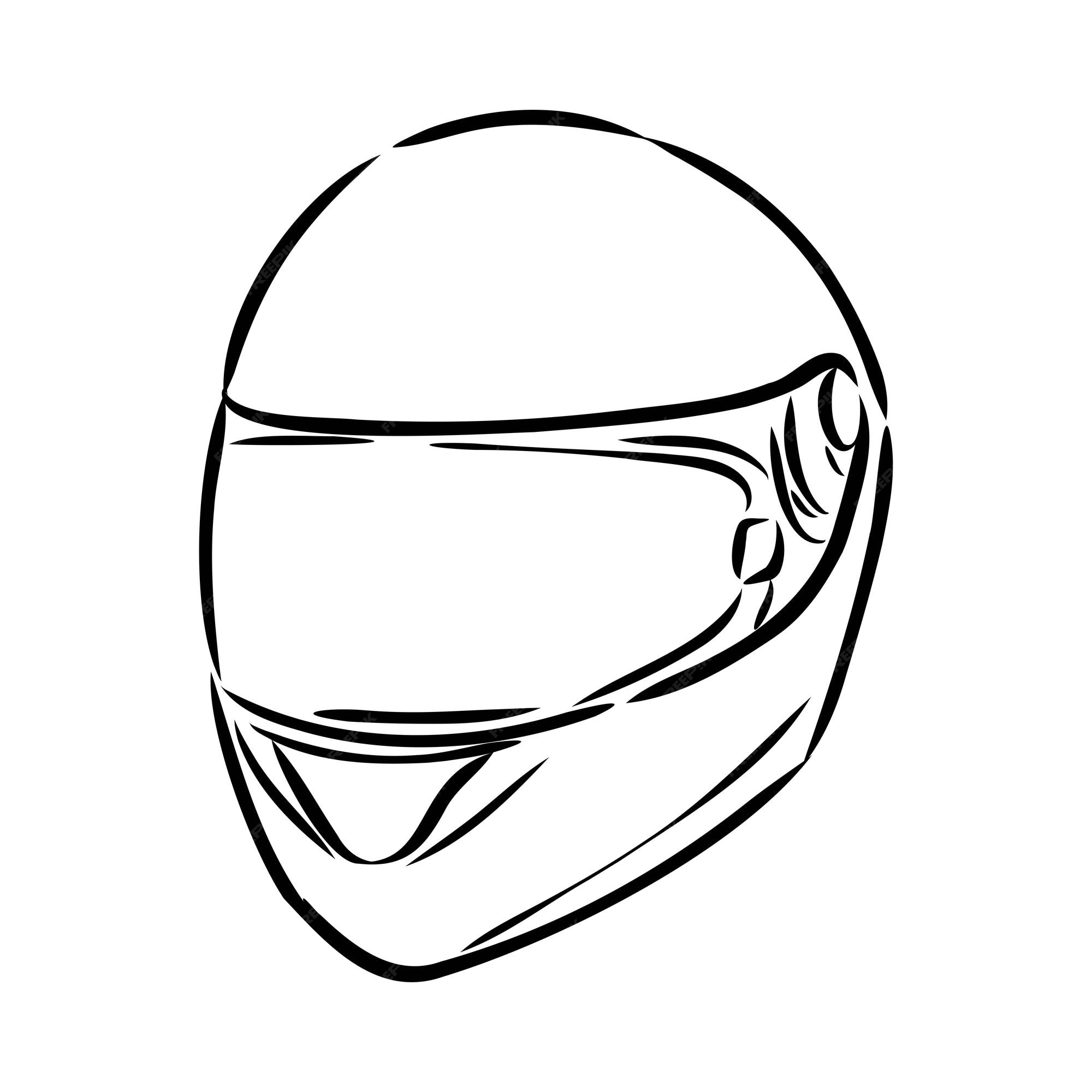 Ícone de doodle de contorno desenhado à mão do capacete da