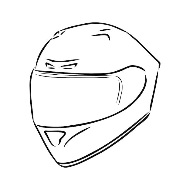 Capacete de motocicleta, contorno desenhado à mão, ícone de doodle,  proteção de moto e equipamento de segurança de velocidade